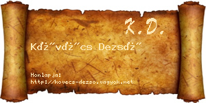 Kövécs Dezső névjegykártya
